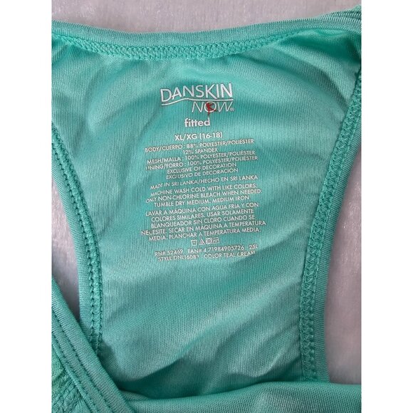 Danskin Now Sport Fitted Racerback Tank Top-Teal-SZ XL 16/18 - Picture 7 of 9